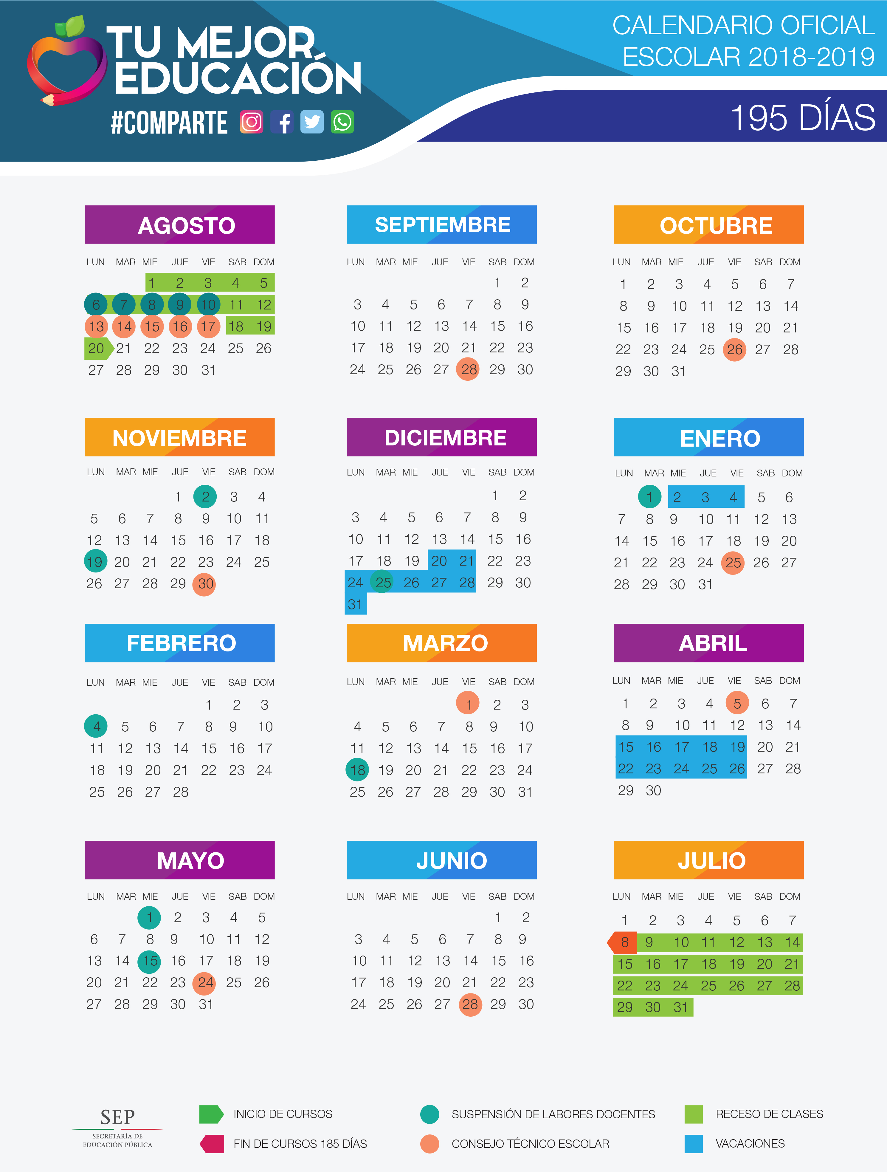 Calendario oficial 2018-2019